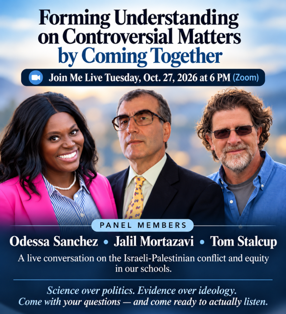 Forming Understanding on Controversial Matters by Coming Together panel: Odessa Sanchez, Jalil Mortazavi, Tom Stalcup